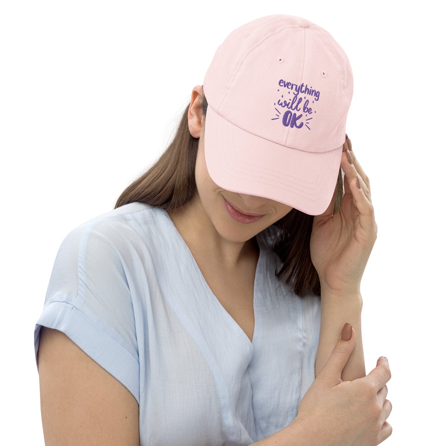 Pastel baseball hat embroidery