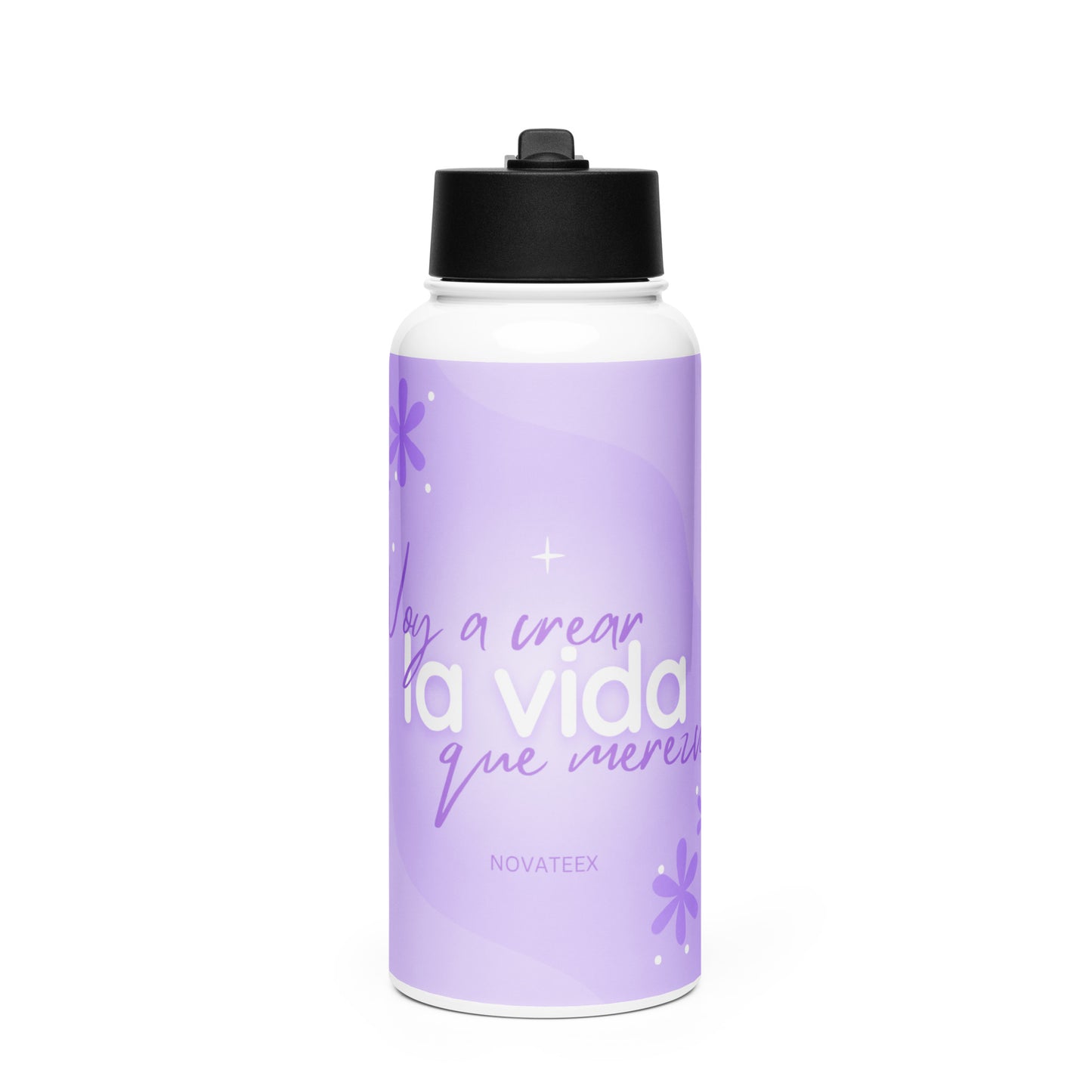 Stainless steel water bottle with a straw lid