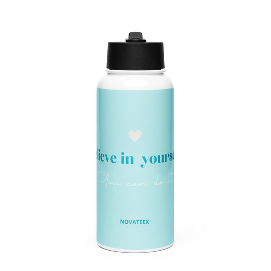 Stainless steel water bottle with a straw lid