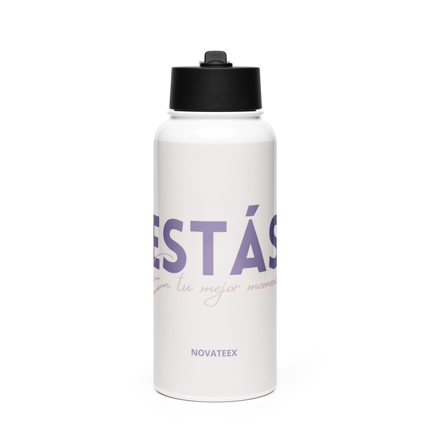 Stainless steel water bottle with a straw lid