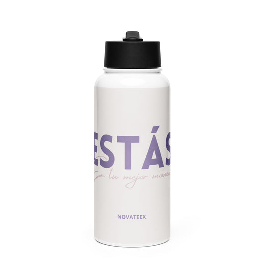 Stainless steel water bottle with a straw lid