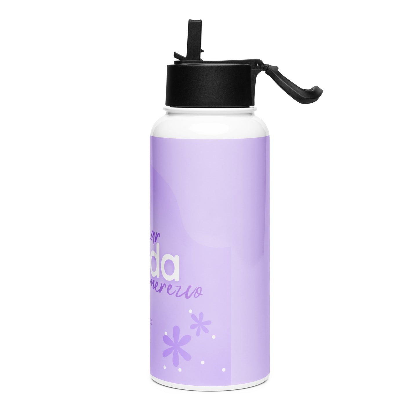 Stainless steel water bottle with a straw lid