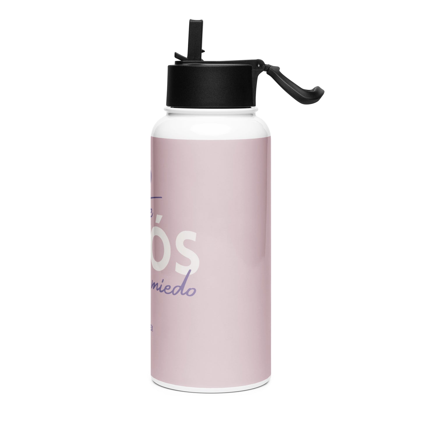 Stainless steel water bottle with a straw lid