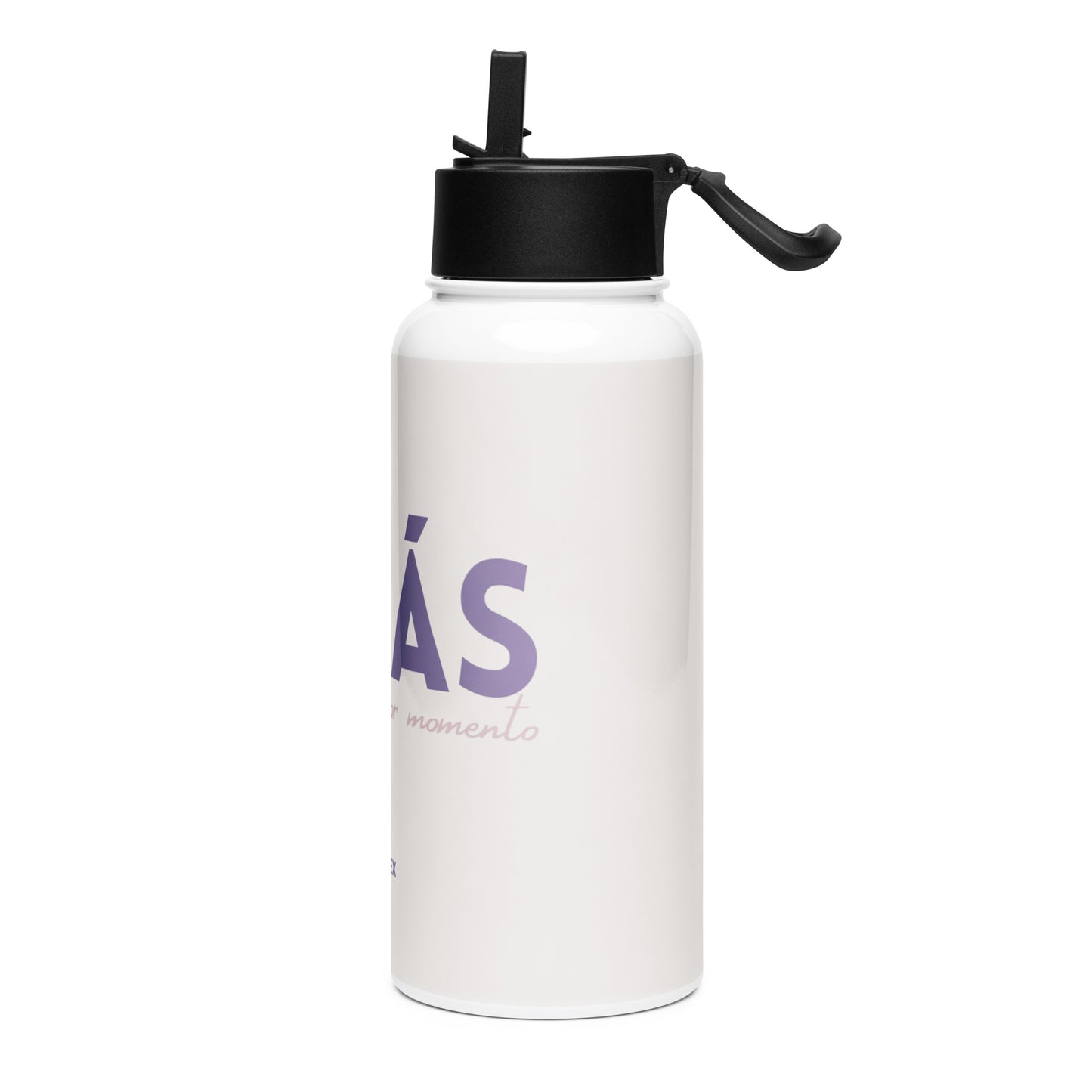 Stainless steel water bottle with a straw lid