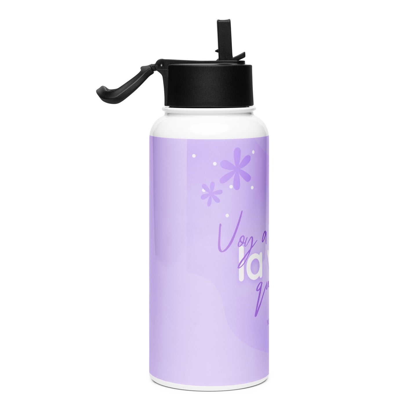 Stainless steel water bottle with a straw lid