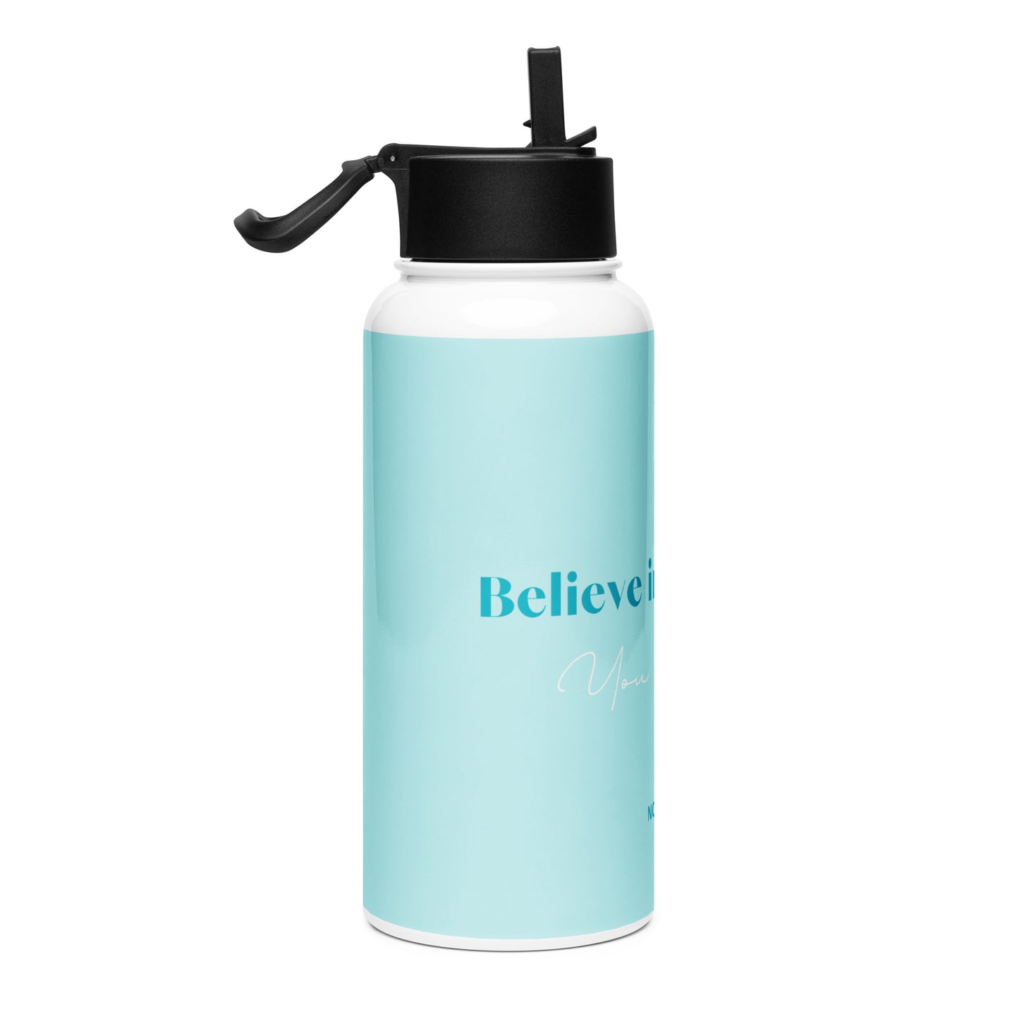 Stainless steel water bottle with a straw lid