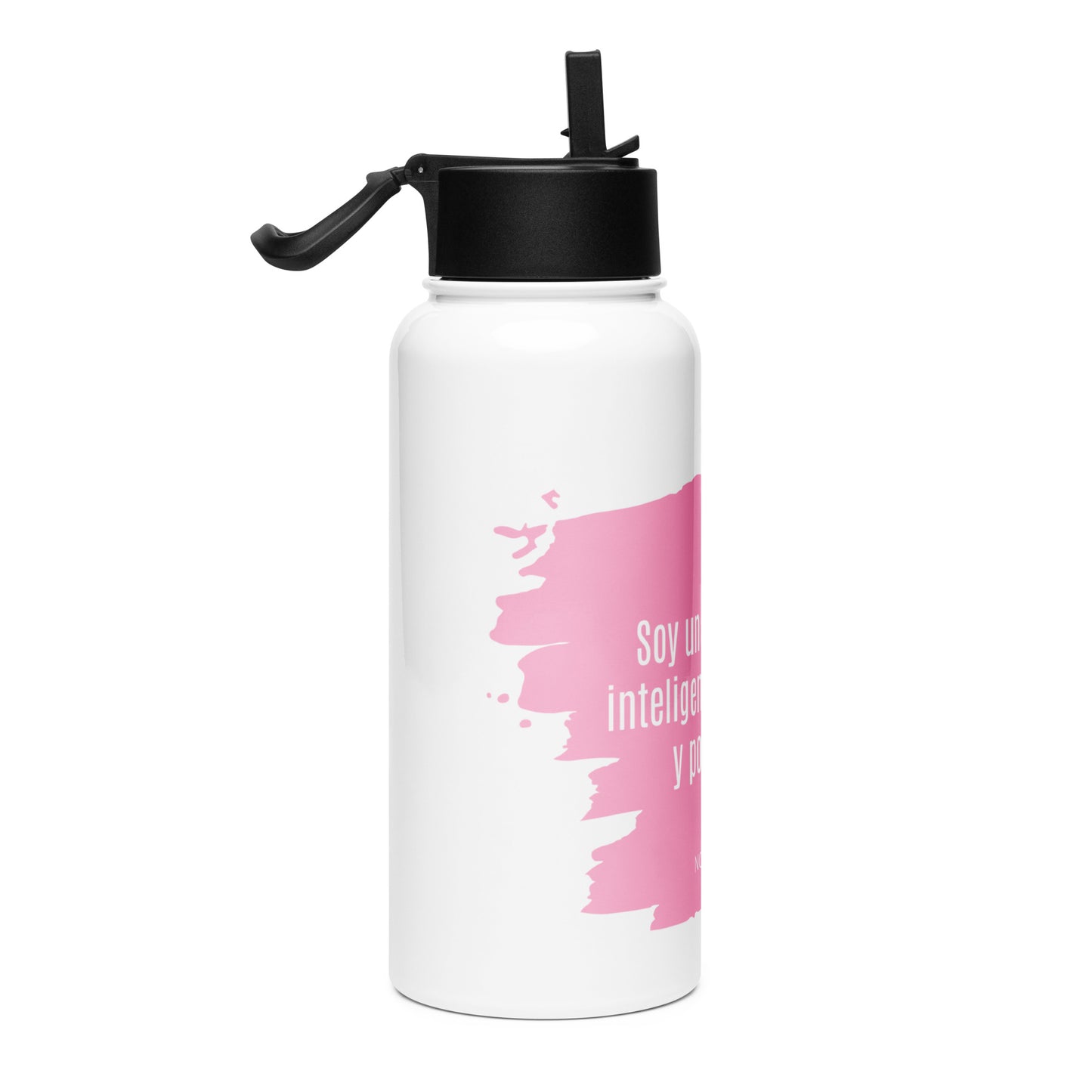 Stainless steel water bottle with a straw lid